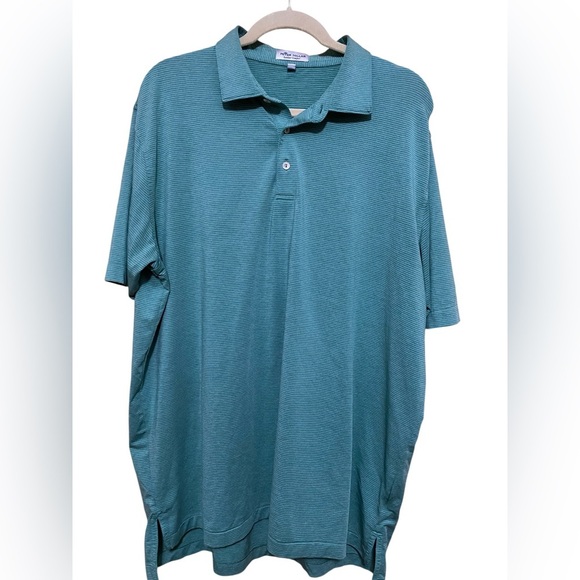Peter Millar Summer Comfort Men’s XL Green & White Striped Short Sleeve Shirt. - Picture 1 of 10